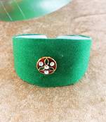 Green acrylic kundan stud free size bracelets