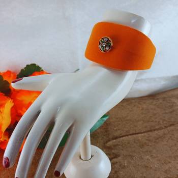 Orange acrylic kundan stud free size bracelets 2