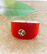 Red acrylic kundan stud free size bracelets