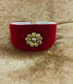 Mehroon acrylic kundan stud free size bracelets