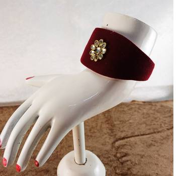 Mehroon acrylic kundan stud free size bracelets 2