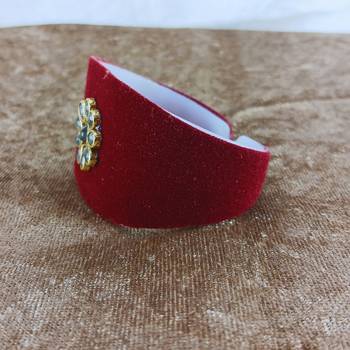 Mehroon acrylic kundan stud free size bracelets 3