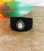 Black acrylic kundan stud free size bracelets