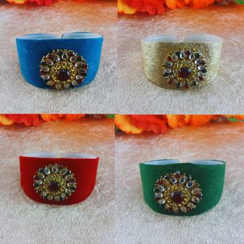 Multi acrylic kundan stud free size bracelets combo 1