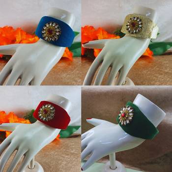 Multi acrylic kundan stud free size bracelets combo 2