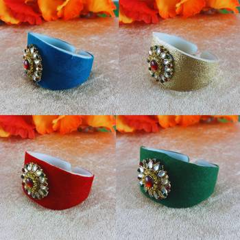 Multi acrylic kundan stud free size bracelets combo 3
