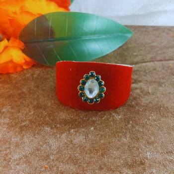Red acrylic kundan stud free size bracelets 1