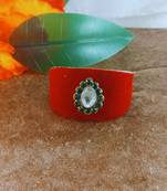 Red acrylic kundan stud free size bracelets