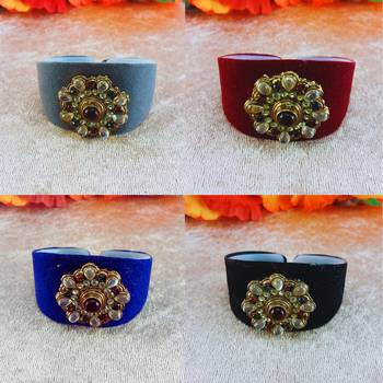 Multi acrylic kundan stud free size bracelets combo 1