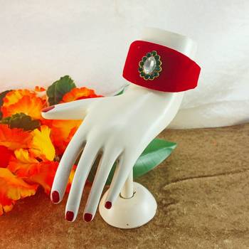 Red acrylic kundan stud free size bracelets 2