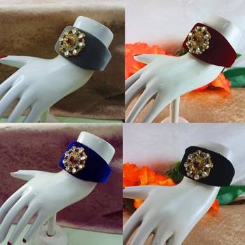 Multi acrylic kundan stud free size bracelets combo 2