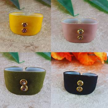 Multi acrylic kundan stud free size bracelets combo 1
