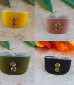 Multi acrylic kundan stud free size bracelets combo