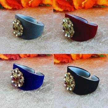 Multi acrylic kundan stud free size bracelets combo 3