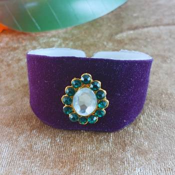 Purple acrylic kundan stud free size bracelets 1