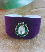 Purple acrylic kundan stud free size bracelets