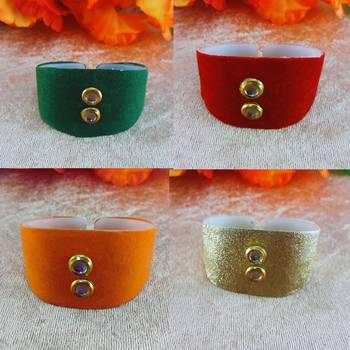 Multi acrylic kundan stud free size bracelets combo 1