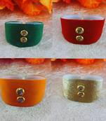 Multi acrylic kundan stud free size bracelets combo