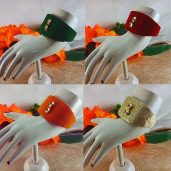 Multi acrylic kundan stud free size bracelets combo 2