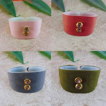 Multi acrylic kundan stud free size bracelets combo 1