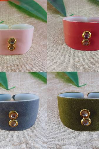 Multi acrylic kundan stud free size bracelets combo
