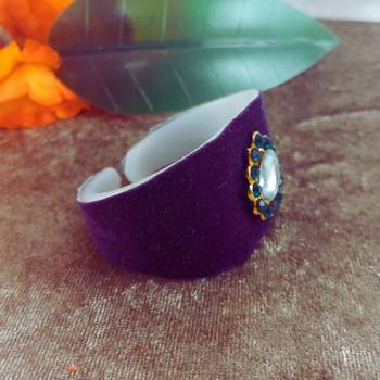 Purple acrylic kundan stud free size bracelets 3
