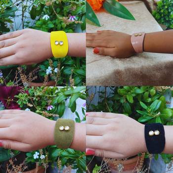 Multi acrylic kundan stud free size bracelets combo 4