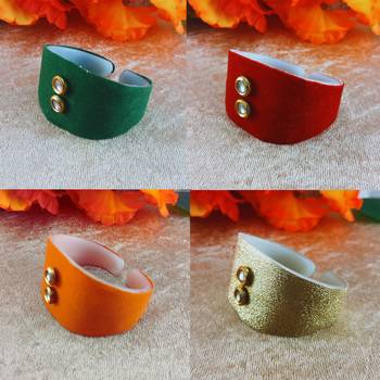 Multi acrylic kundan stud free size bracelets combo 3