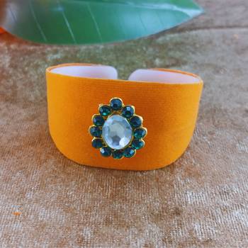 Orange acrylic kundan stud free size bracelets 1