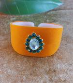 Orange acrylic kundan stud free size bracelets