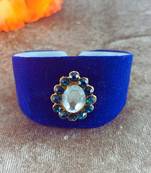 Blue acrylic kundan stud free size bracelets