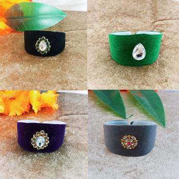 Multi acrylic kundan stud free size bracelets combo 1