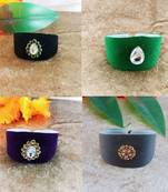 Multi acrylic kundan stud free size bracelets combo