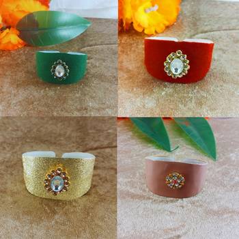 Multi acrylic kundan stud free size bracelets combo 1