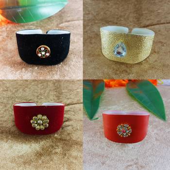 Multi acrylic kundan stud free size bracelets combo 1