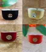 Multi acrylic kundan stud free size bracelets combo