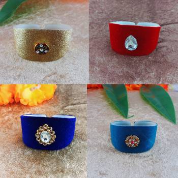 Multi acrylic kundan stud free size bracelets combo 1