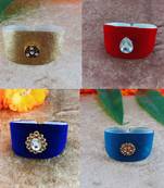 Multi acrylic kundan stud free size bracelets combo