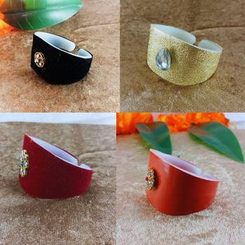 Multi acrylic kundan stud free size bracelets combo 3