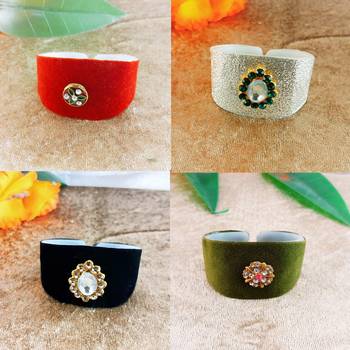Multi acrylic kundan stud free size bracelets combo 1