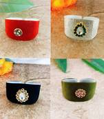 Multi acrylic kundan stud free size bracelets combo