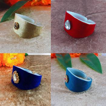Multi acrylic kundan stud free size bracelets combo 3