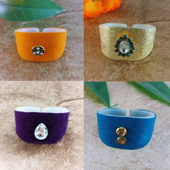 Multi acrylic kundan stud free size bracelets combo 1