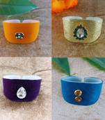 Multi acrylic kundan stud free size bracelets combo