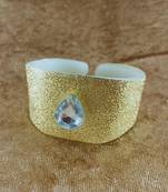 Golden acrylic kundan stud free size bracelets