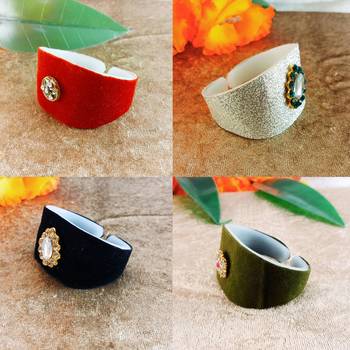Multi acrylic kundan stud free size bracelets combo 3