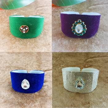 Multi acrylic kundan stud free size bracelets combo 1