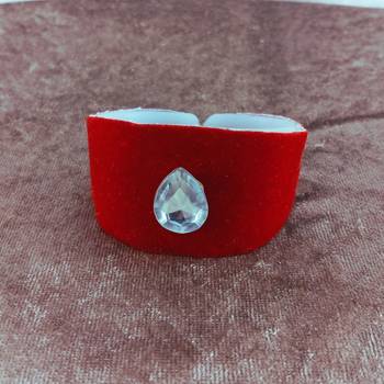 Red acrylic kundan stud free size bracelets 1