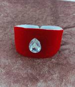 Red acrylic kundan stud free size bracelets