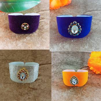 Multi acrylic kundan stud free size bracelets combo 1
